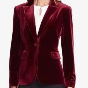 Tahari Velvet Blazer in Burgundy